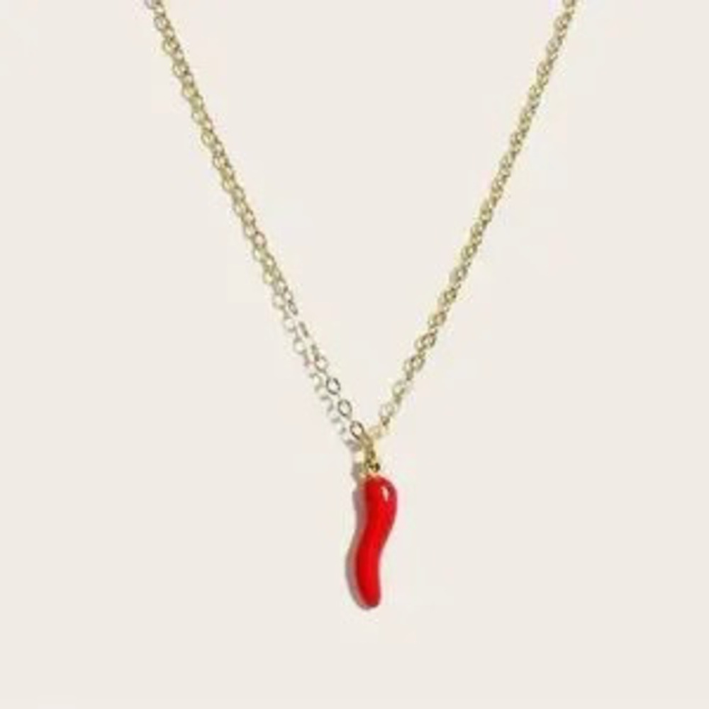 Minimalist 18K Gold Plated Stainless Steel Chains Hot Pepper Necklace